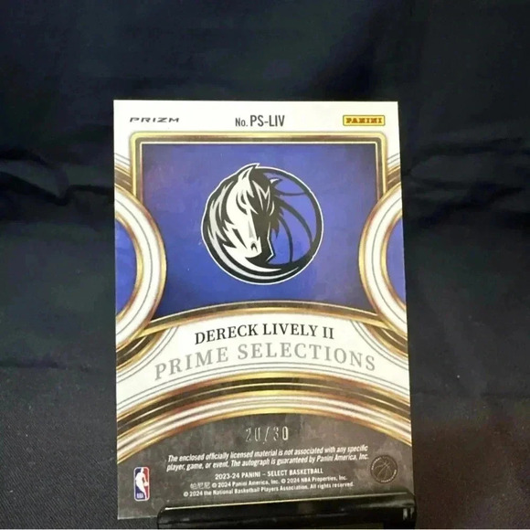 Dereck Lively II 2023-24 Panini Select RPA FOTL Orange Pulsar Patch Auto 20/30 - Picture 3 of 4